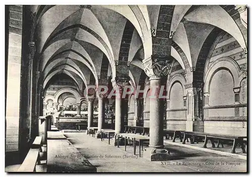 Cartes postales Solesmes Abbaye des Benedictins Le refectoire Cote de la fresque