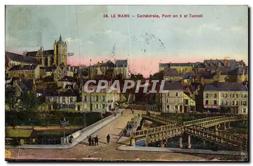 Cartes postales Le Mans Cathedrale Pont en X et tunnel