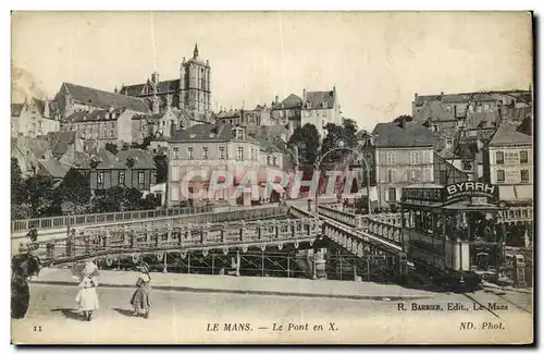 Cartes postales Le Mans Le Pont en X Tramway Byrrh