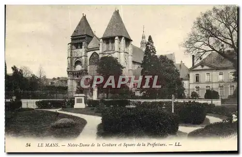 Cartes postales Le Mans Notre Dame de la Couture et Square de la Prefecture