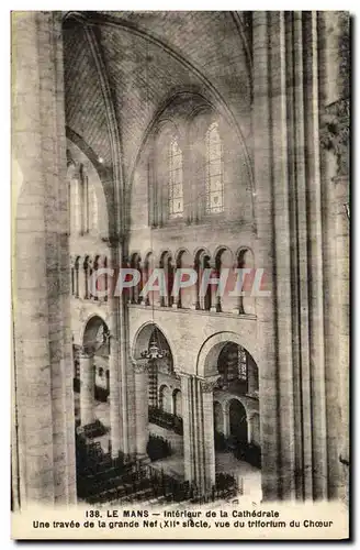 Cartes postales Le Mans Interieur de La Cathedrale Une travee de la grande nef Vue du tritorium du choeur