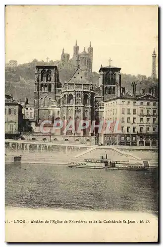 Ansichtskarte AK Lyon Absides de L Eglise de Fourvieres et de la Cahedrale St Jean Bateau