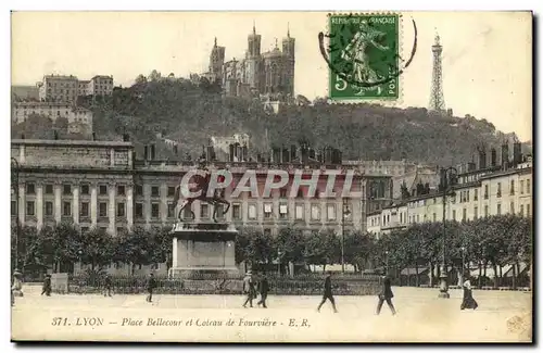 Ansichtskarte AK Lyon Place Bellecour et Coteau de Fourviere