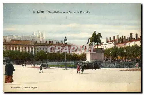 Ansichtskarte AK Lyon Place Bellecour et Coteau de Fourviere