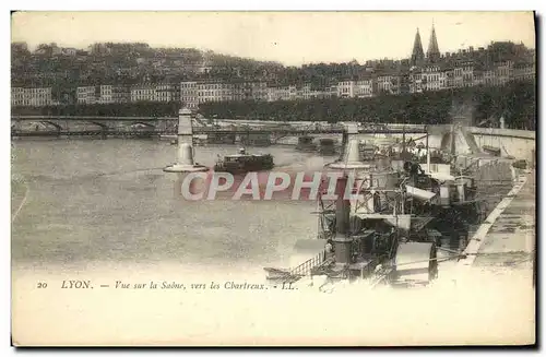 Ansichtskarte AK Lyon Vue sur la Saone vers les Charteaux Bateaux