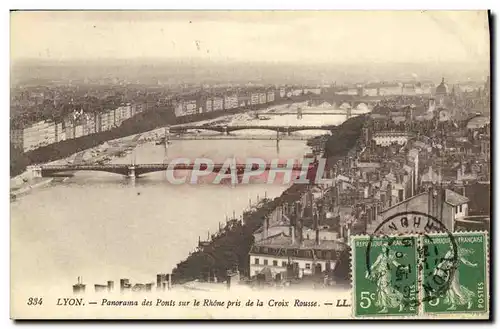 Cartes postales Lyon Panorama des Ponts sur le Rhone pris de la Croix Rousse