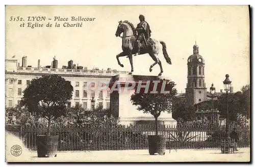 Cartes postales Lyon Place Bellecour et Eglise de la Charite