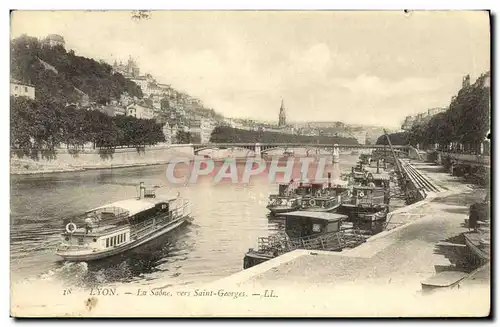 Cartes postales Lyon La Saone vers Saint Georges Bateaux