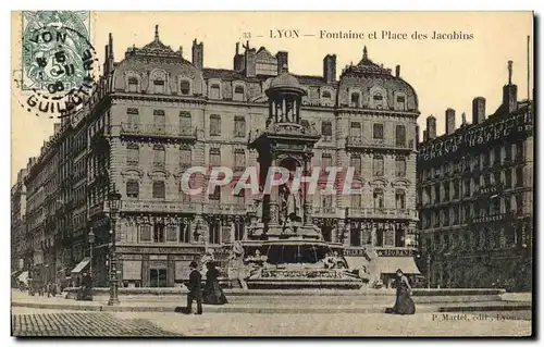 Cartes postales Lyon Fontaine et Place des Jacobins