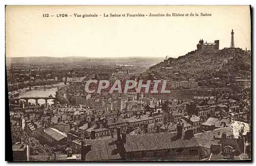 Ansichtskarte AK Lyon Vue generale La Saone et Fourviere Jonction du Rhone et de la Saone