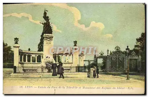 Cartes postales Lyon Entree du Parc de la Tete d Or et Monument des Enfants du Rhone