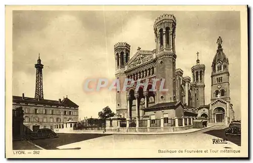 Cartes postales Lyon Basilique de Fourviere et Tour metallique