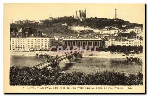 Cartes postales Lyon Palais de Justice Fourviere et la Tour de Fourviere