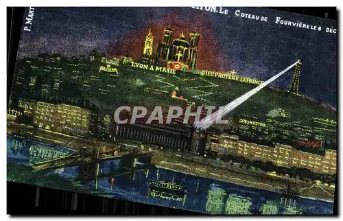 Cartes postales Lyon Le Coteau de Fourviere le 8 Decembre