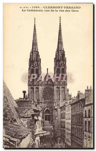 Cartes postales Clermont Ferrand La Cathedrale vue de la rue des Gras