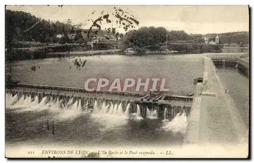 Ansichtskarte AK Environs de Lyon L lle Barbe et le Pont suspendu