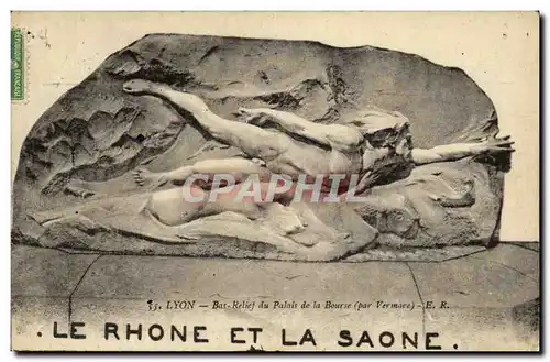 Ansichtskarte AK Lyon Bas Relief du Palais de la Bourse Le Rhone et la Saone