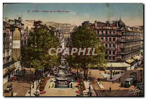 Ansichtskarte AK Lyon Place de la Republique Tramway