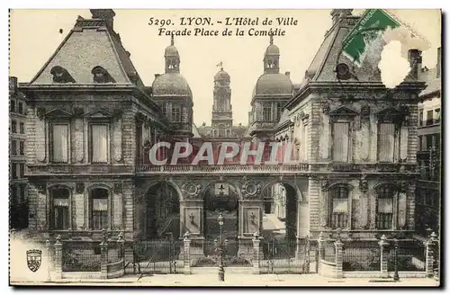 Cartes postales Lyon L Hotel de Ville Facade Place de la Comedie