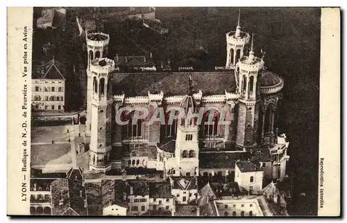 Cartes postales Lyon Basilique de N D de Fouviere Vue prsie en Avion