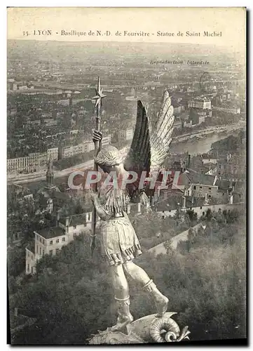 Cartes postales Lyon Basilique de N D de Fourviere Statue de Saint Michel