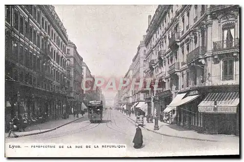 Ansichtskarte AK Lyon Perspective de la rue de la Republique Tramway