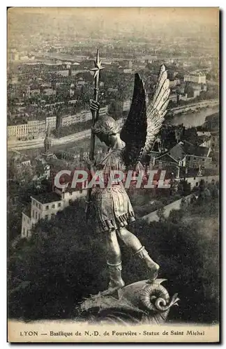 Cartes postales Lyon Basilique de N D de Fourviere Statue de Saint Michel