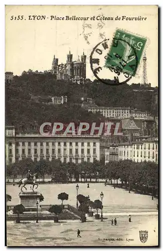 Cartes postales Lyon Place Bellecour et Coteau de Fourviere