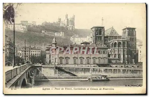 Ansichtskarte AK Lyon Pont de Tilsitt Cathedrale et Coteau de Fourviere