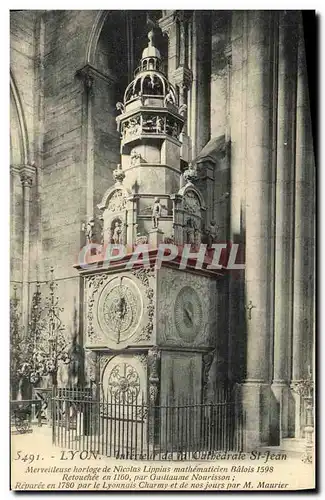 Cartes postales Lyon Interieur de la Cathedarle St Jean Horloge de Nicolas Lippius mathematicien Balois