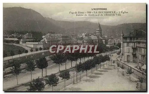 Cartes postales La Bourboule L Eglise Entree du boulevard de l hotel de ville