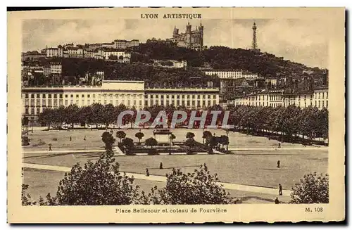 Ansichtskarte AK Lyon Place Bellecour et coteau de Fourviere