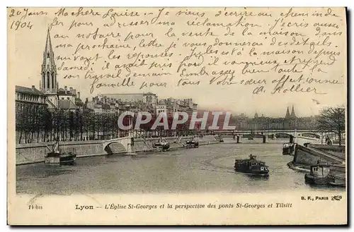 Cartes postales Lyon L Eglise St Georges et la Perspective des Pont St Georges et Tilsit