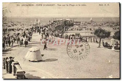 Ansichtskarte AK Arcachon Cote D Argent Vue Sur la Plage et la Jetee