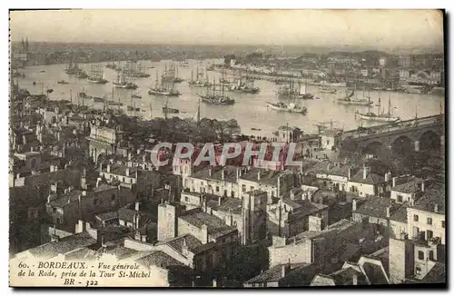 Cartes postales Bordeaux Vue Generale de la rade prise de la Tour St Michel Bateaux