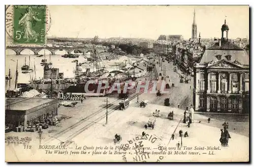 Cartes postales Bordeaux Les Quais Pris de la Place de la Bourse Vue vers la Tour Saint Michel