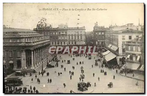 Cartes postales Bordeaux Place de la Comedie et Rue Ste Catherine