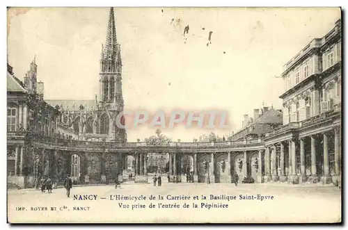 Cartes postales Nancy L Hemicycle de la Carriere et la Basilique Saint Epvre Vue prise de l entree de la pepinie