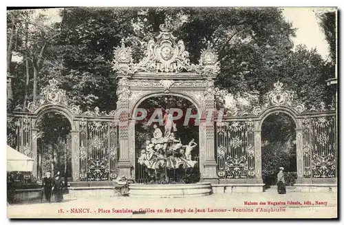 Cartes postales Nancy Place Stanislas Grilles en fer forge par Jean Lamour Fontaine d Amphitrite