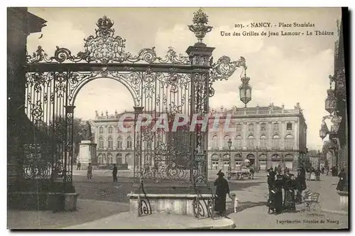 Cartes postales Nancy Place Stanislas Une des Grilles de Jean Lamour Le theatre