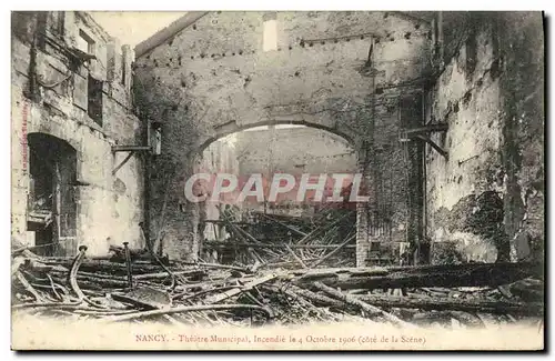 Ansichtskarte AK Nancy Theatre municipal Incendie le 4 octobre 1906 Cote de la scene