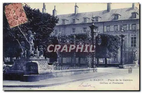 Cartes postales Nancy Place de la Carriere Grilles et Fontaine