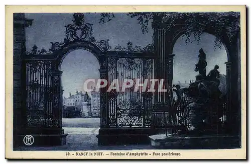 Cartes postales Nancy La Nuit Fontaine d Amphytrite Face Posterieure