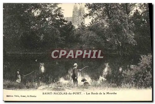 Cartes postales Saint Nicolas du Port Les Bords de la Meurthe Peche Pecheurs Chien Saint Bernar