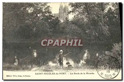 Cartes postales Saint Nicolas du Port Les Bords de la Meurthe peche Pecheur Chien Saint Bernar