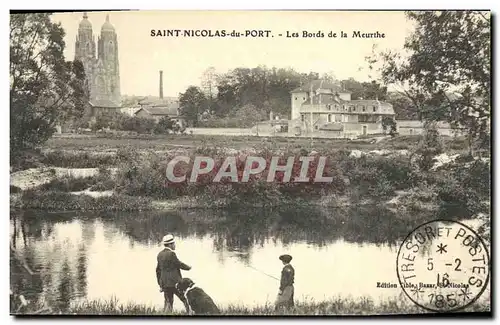 Cartes postales Saint Nicolas du Port Les Bords de la Meurthe Pecheur Peche Chien Saint Bernard