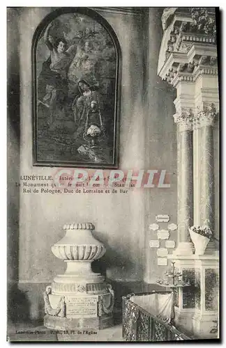 Cartes postales Luneville Interieur de l eglise St Jacques Le monument qui renfermait le coeur de Stanislas Roi