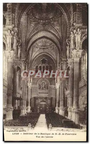 Cartes postales Lyon Interieur de la Basilique de Fourviere Vue De L Entree