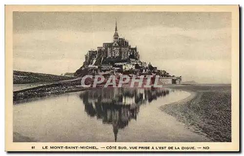 Cartes postales Mont Saint Michel Cote Sud Vue Prise a l Est de la digue