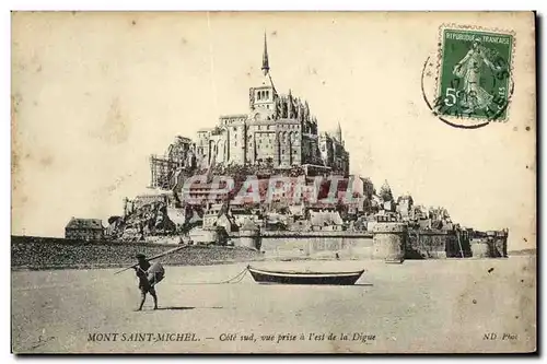 Cartes postales Mont Saint Michel Cote Sud Prise de la Digue Pecheur